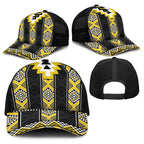 Yellow Taniko Aotearoa Baseball Net Cap Niho Taniwha Mix Poutama - Aussie Hoodie
