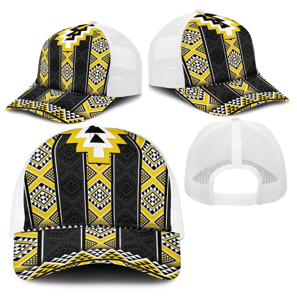 Yellow Taniko Aotearoa Baseball Net Cap Niho Taniwha Mix Poutama - Aussie Hoodie