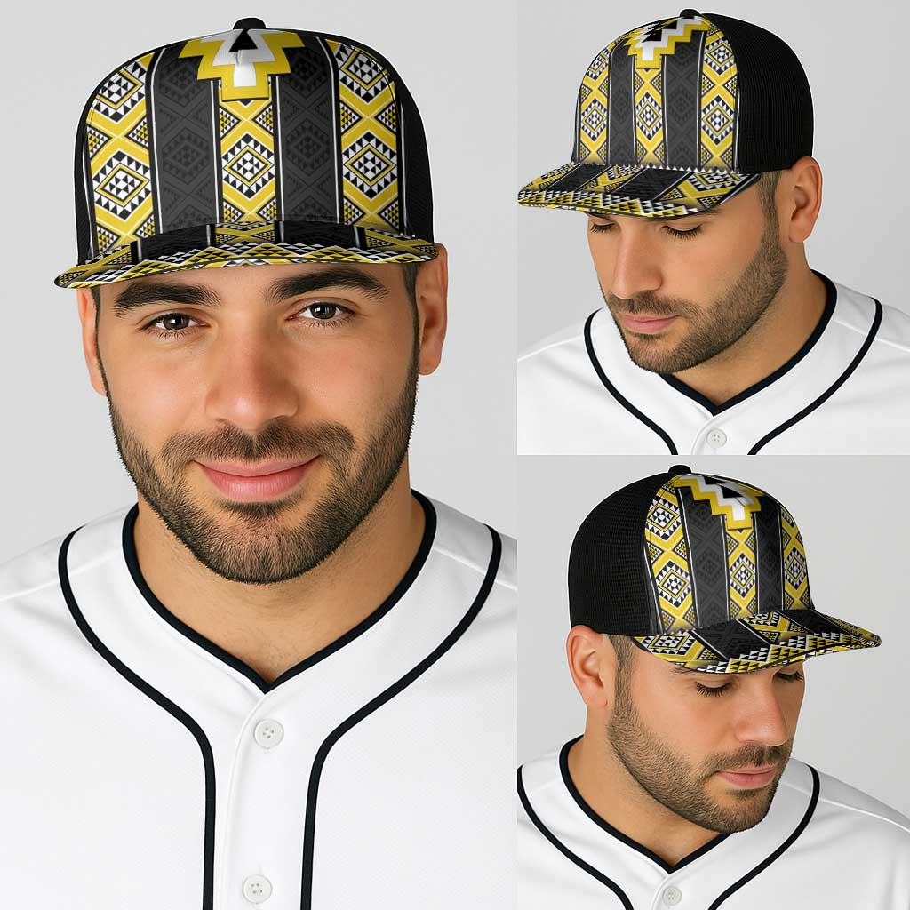 Yellow Taniko Aotearoa Baseball Net Cap Niho Taniwha Mix Poutama - Aussie Hoodie