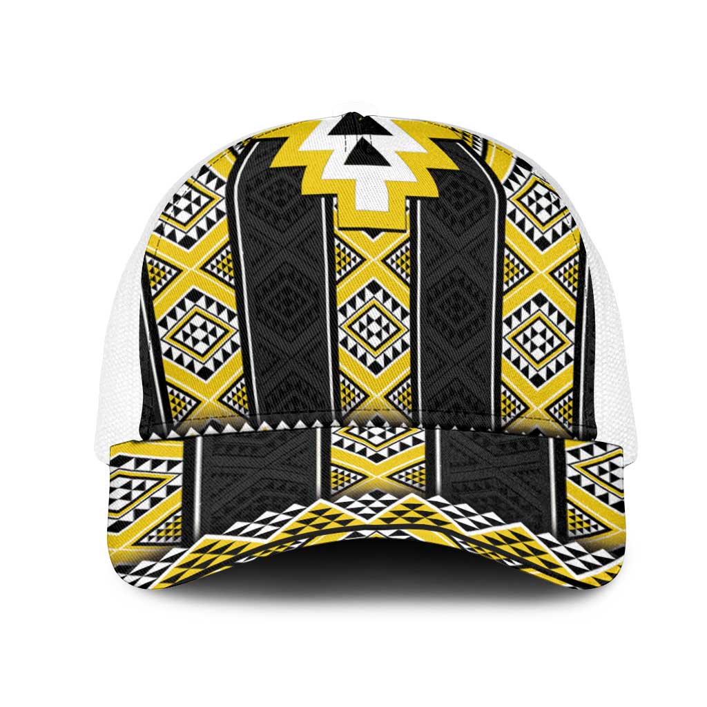 Yellow Taniko Aotearoa Mesh Trucker Cap Niho Taniwha Mix Poutama - Aussie Hoodie