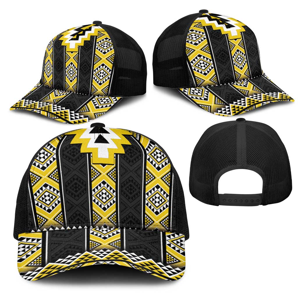 Yellow Taniko Aotearoa Mesh Trucker Cap Niho Taniwha Mix Poutama - Aussie Hoodie