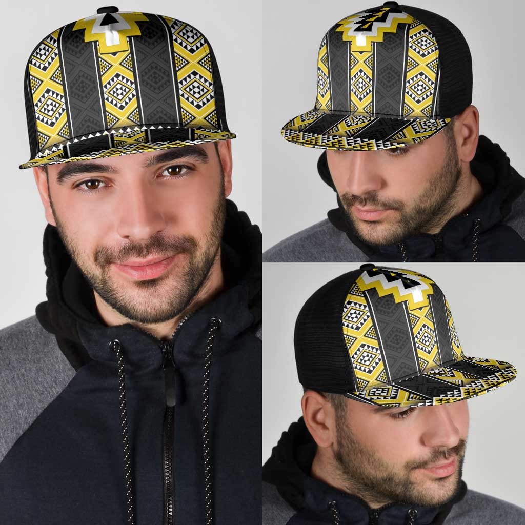 Yellow Taniko Aotearoa Mesh Trucker Cap Niho Taniwha Mix Poutama - Aussie Hoodie