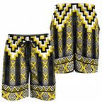 Yellow Taniko Aotearoa Shorts for Men Niho Taniwha Mix Poutama