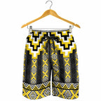 Yellow Taniko Aotearoa Shorts for Men Niho Taniwha Mix Poutama