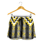 Yellow Taniko Aotearoa Shorts for Women Niho Taniwha Mix Poutama