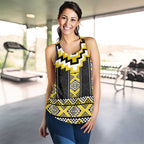 Yellow Taniko Aotearoa Women Racerback Tank Niho Taniwha Mix Poutama