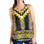 Yellow Taniko Aotearoa Women Racerback Tank Niho Taniwha Mix Poutama