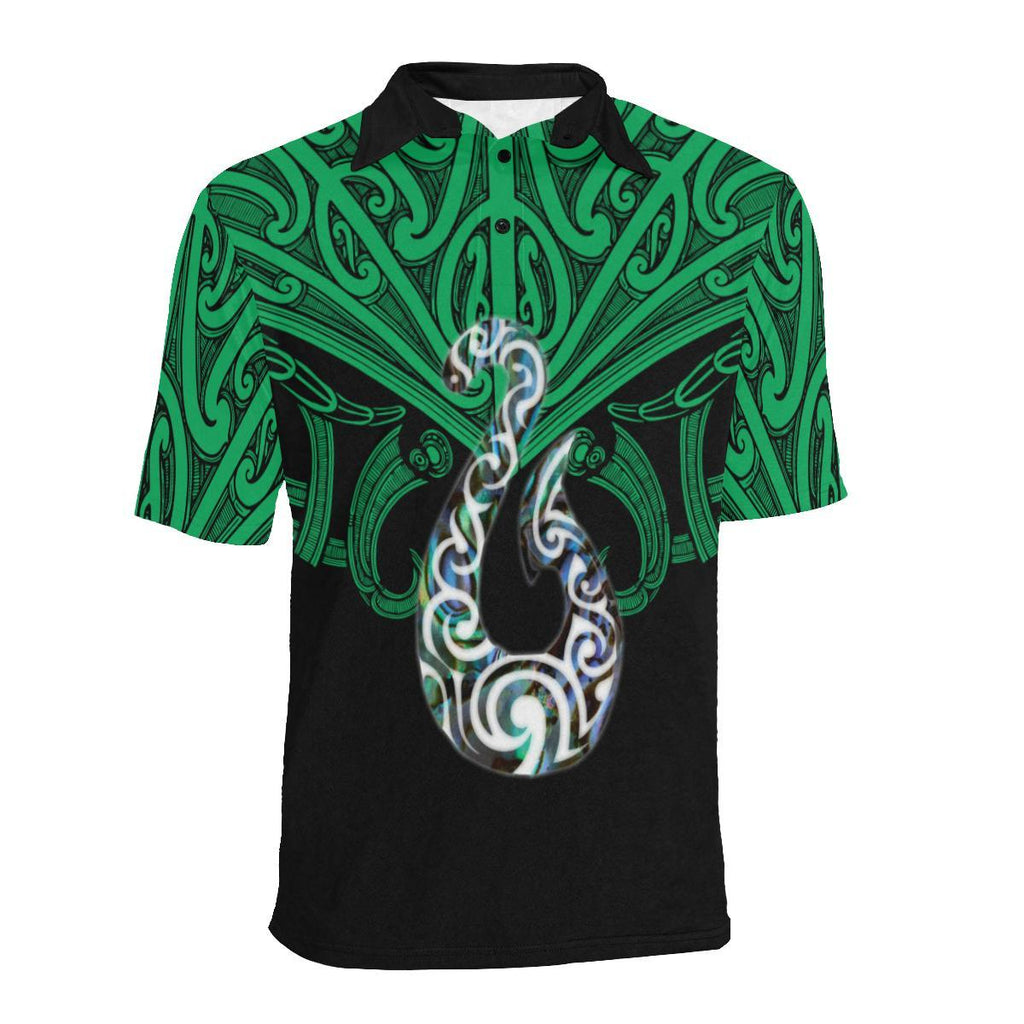 maori-tattoo-polo-shirt-hei-matau-abalone-green