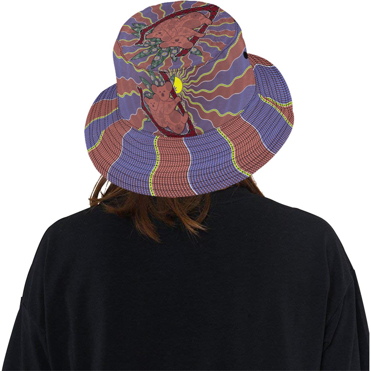 aboriginal-bucket-hat-koala-sun-dot-painting-circle-patterns