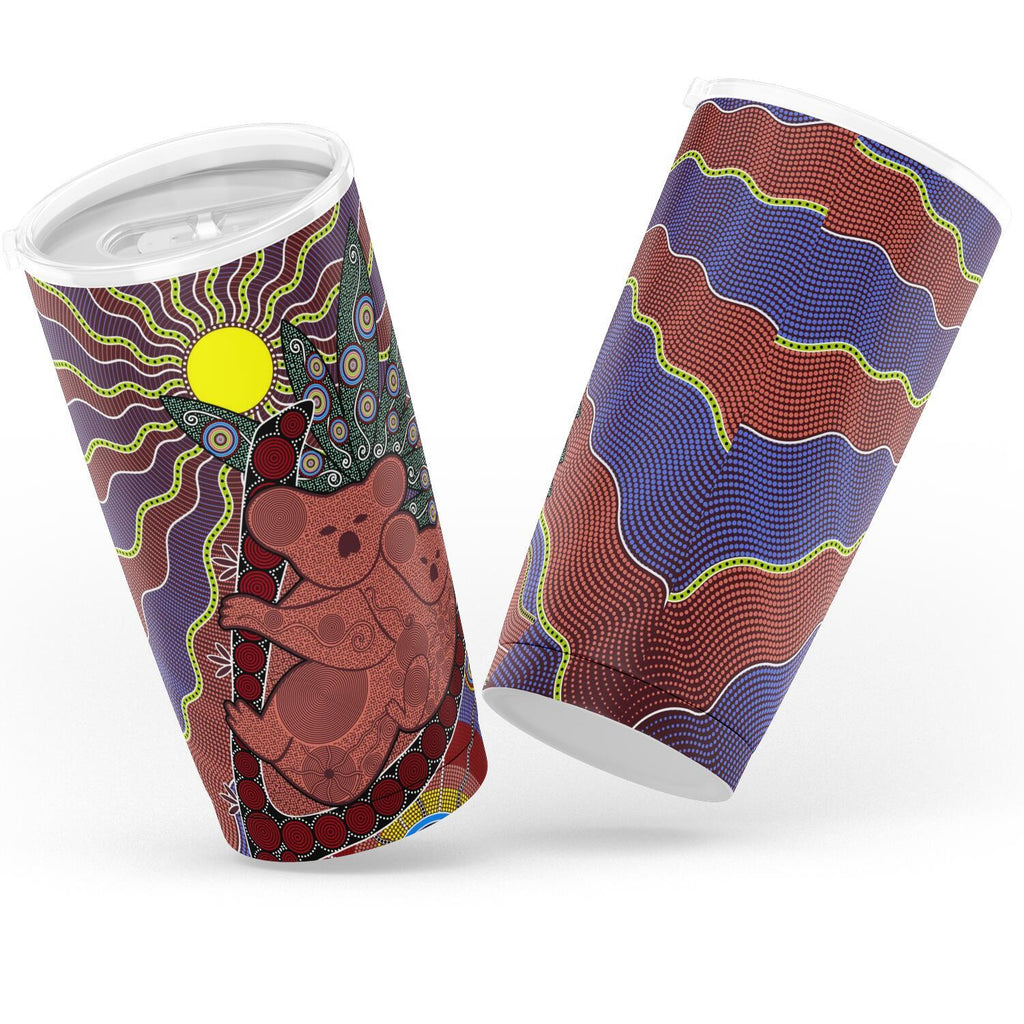 aboriginal-insulated-tumbler-koala-family-sun-dot-painting