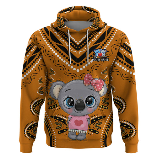 (Custom Personalised) Australia Valentine Cute Koala Couple Hoodie Aboriginal Valentine Orange LT13