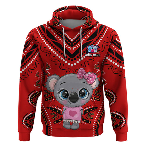 (Custom Personalised) Australia Valentine Cute Koala Couple Hoodie Aboriginal Valentine Red LT13