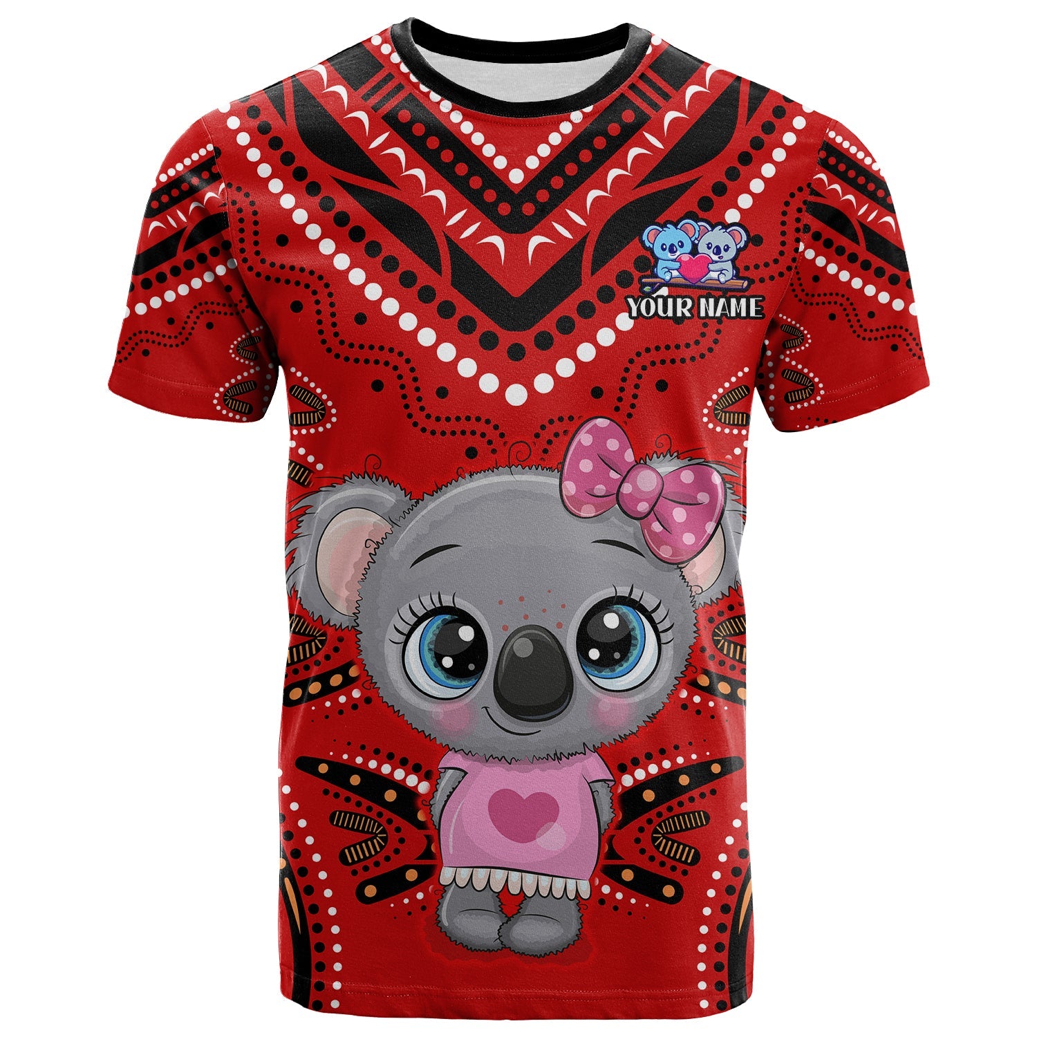 (Custom Personalised) Australia Valentine Cute Koala Couple T Shirt Aboriginal Valentine Red LT13