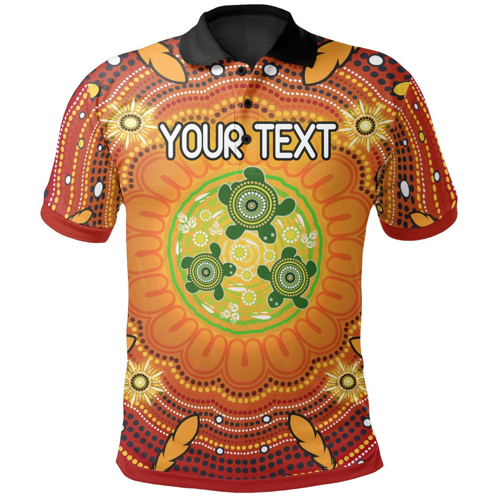 custom-text-aboriginal-kid-polo-shirt-turtle-circle-dot-painting-art