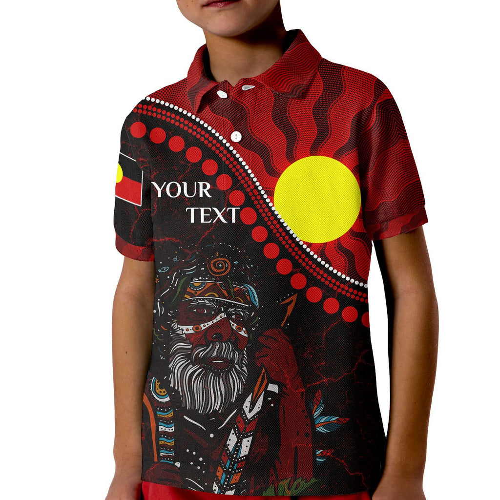 custom-aboriginal-polo-shirts-kid-indigenous-people-and-sun