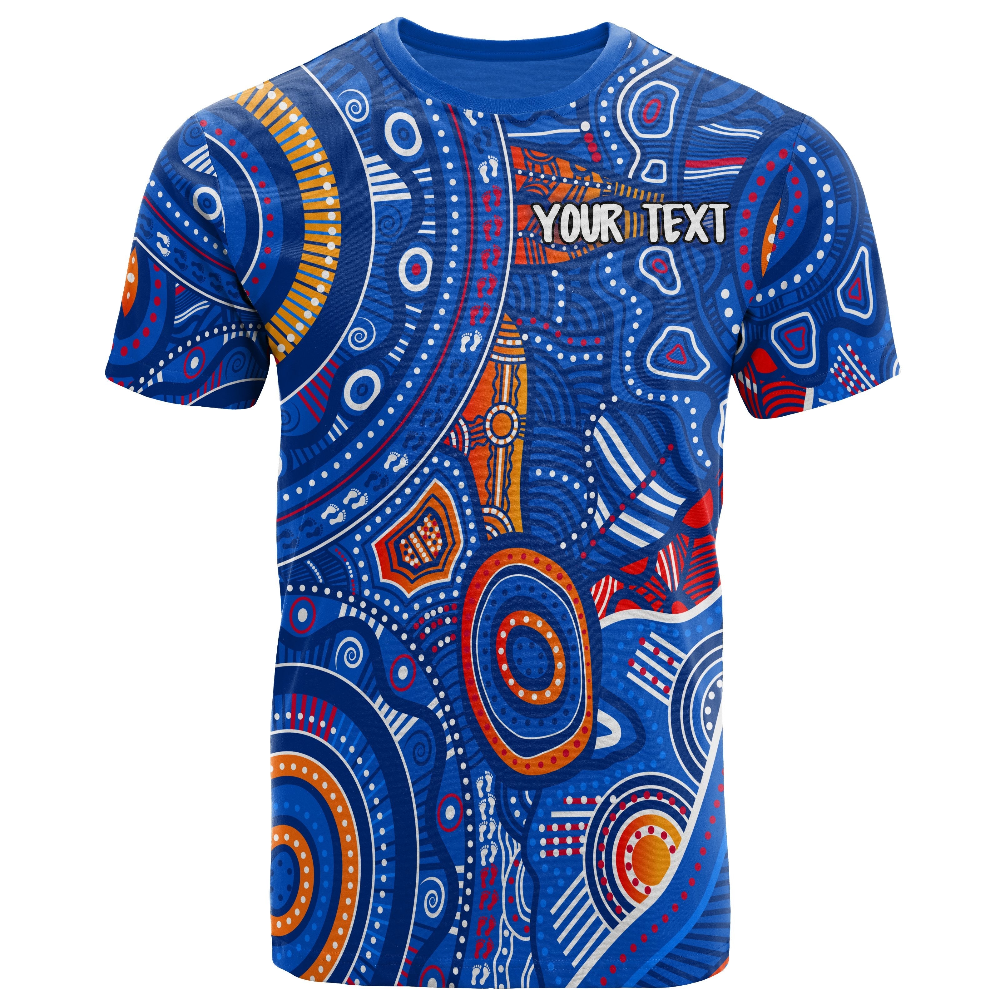 custom-text-aboriginal-kid-t-shirt-indigenous-footprint-patterns-blue-color
