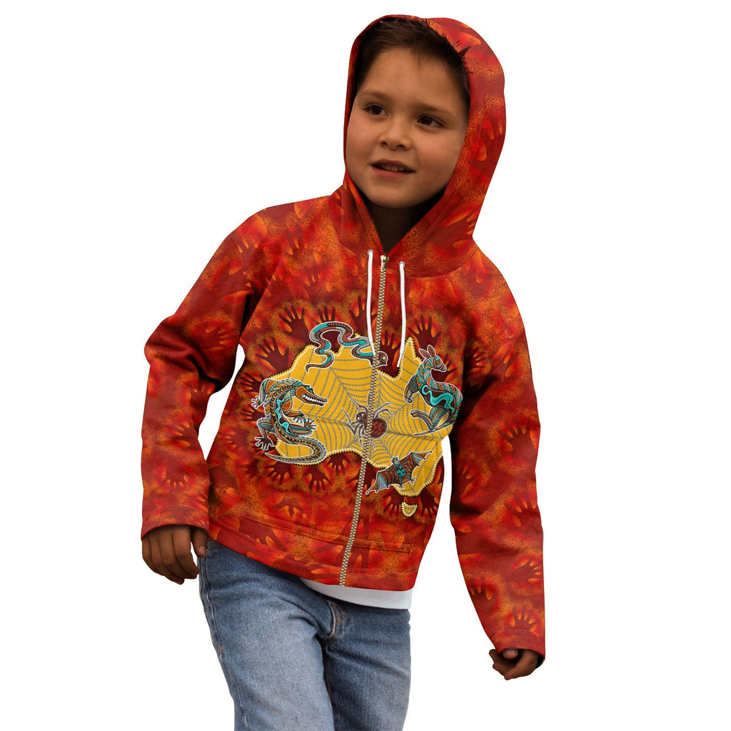 aboriginal-kid-zip-up-hoodie-australia-map-hand-patterns-spider-web