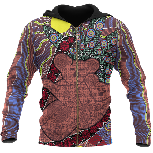 aboriginal-zip-up-hoodie-koala-patterns-sun-dot-painting