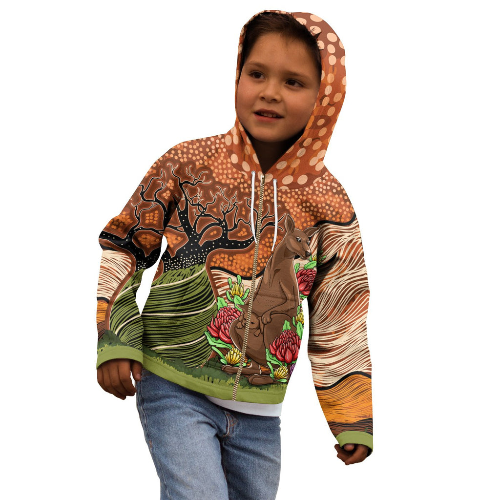 aboriginal-zip-up-hoodie-kangaroo-with-indigenous-tree