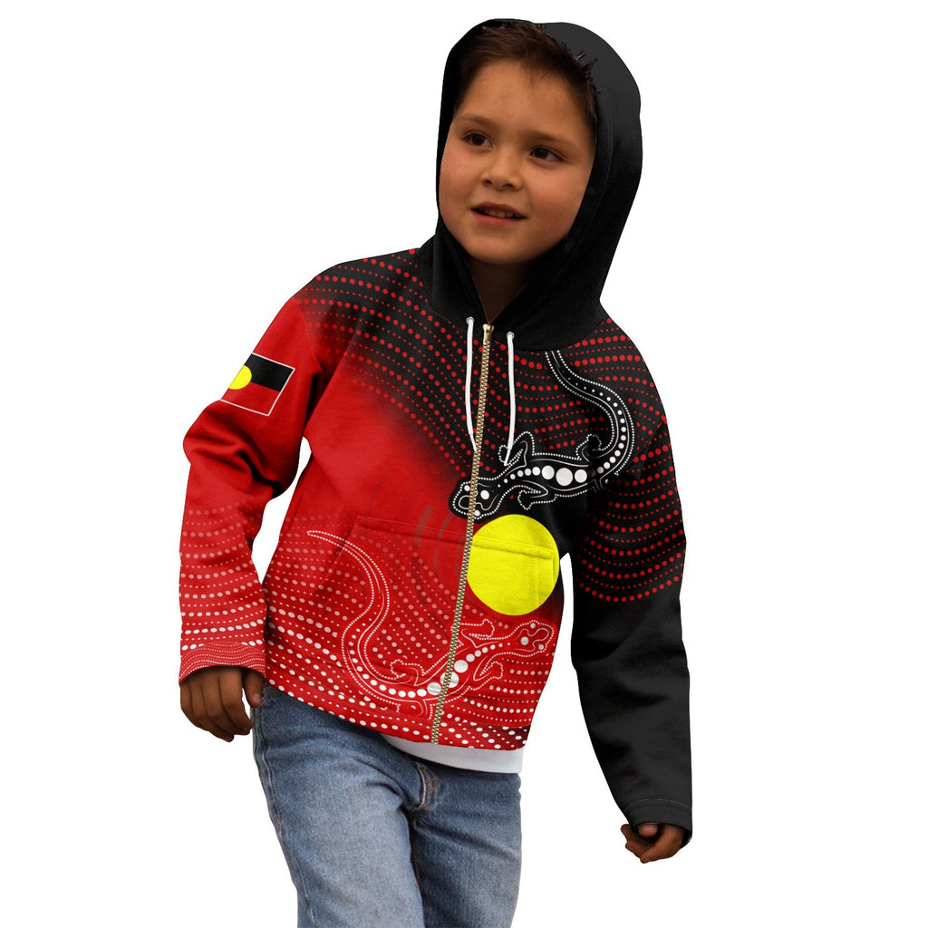 aboriginal-zip-up-hoodie-kid-two-indigenous-lizard