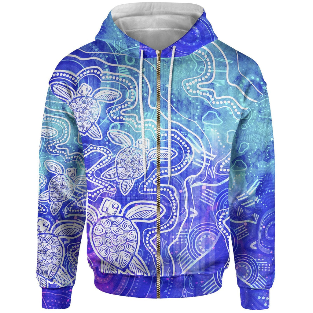 aboriginal-hoodie-zip-up-sea-turtle-with-indigenous-patterns-blue