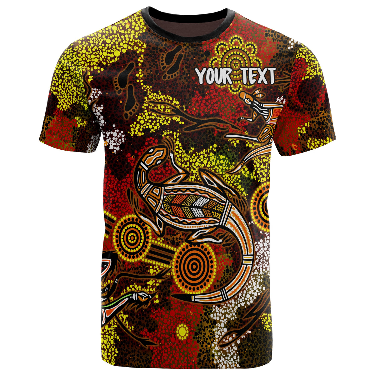 custom-aboriginal-t-shirts-kangaroo-and-lizard-dot-painting-art