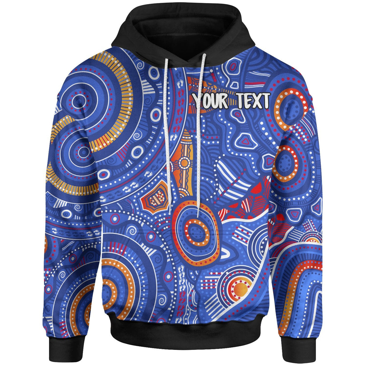 custom-text-aboriginal-kid-hoodie-indigenous-footprint-patterns-blue-color