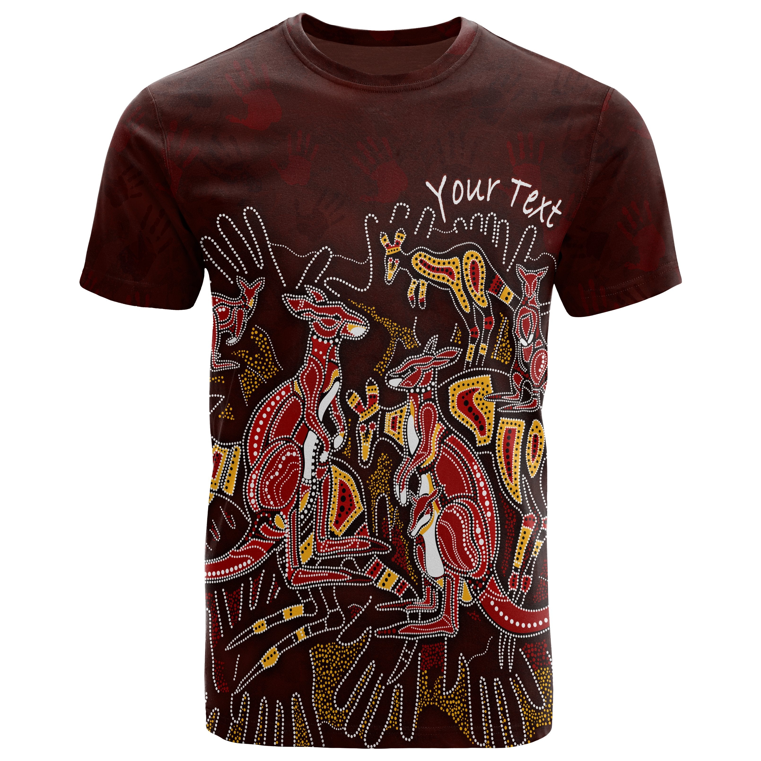 custom-aboriginal-t-shirts-kangaroo-family-with-hand-art