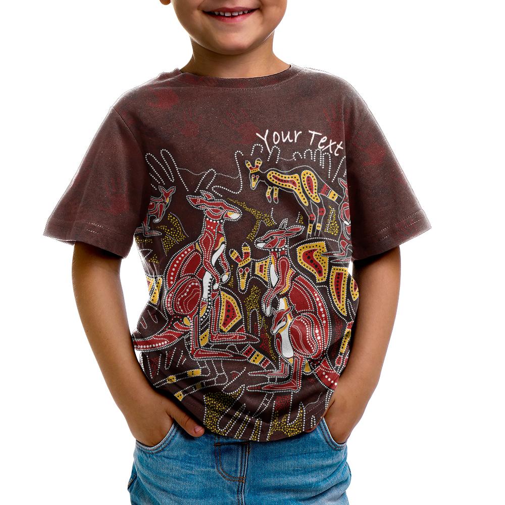 kid-aboriginal-custom-t-shirt-kangaroo-family-with-hand-art