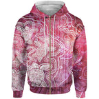 aboriginal-hoodie-zip-up-sea-turtle-with-indigenous-patterns-pink