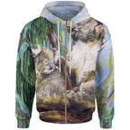 zip-up-hoodie-koala-and-joey-hoodie-3d-art-unisex