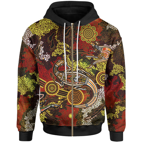 aboriginal-zip-up-hoodie-kangaroo-and-lizard-dot-painting-art