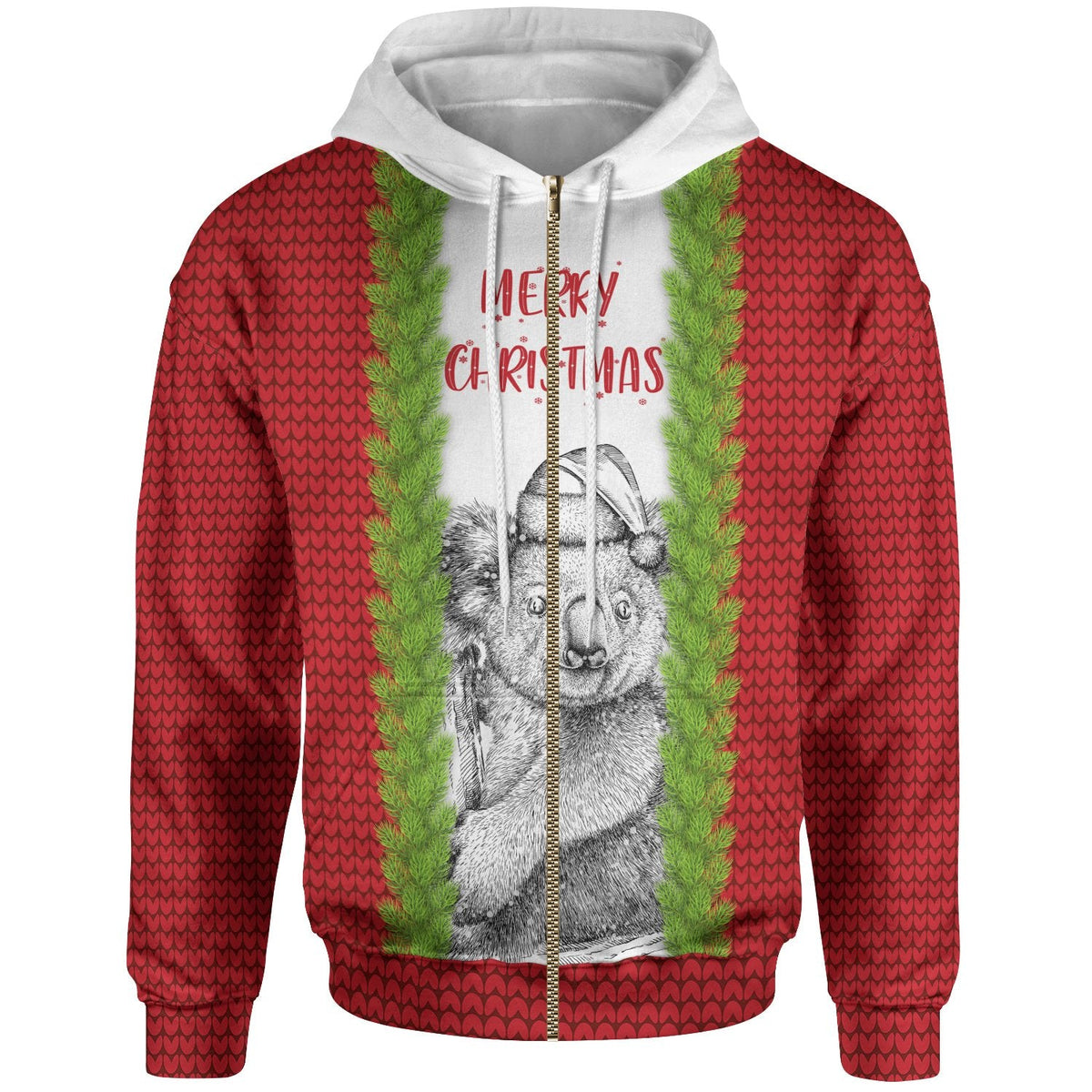christmas-zip-up-hoodie-merry-christmas-koala