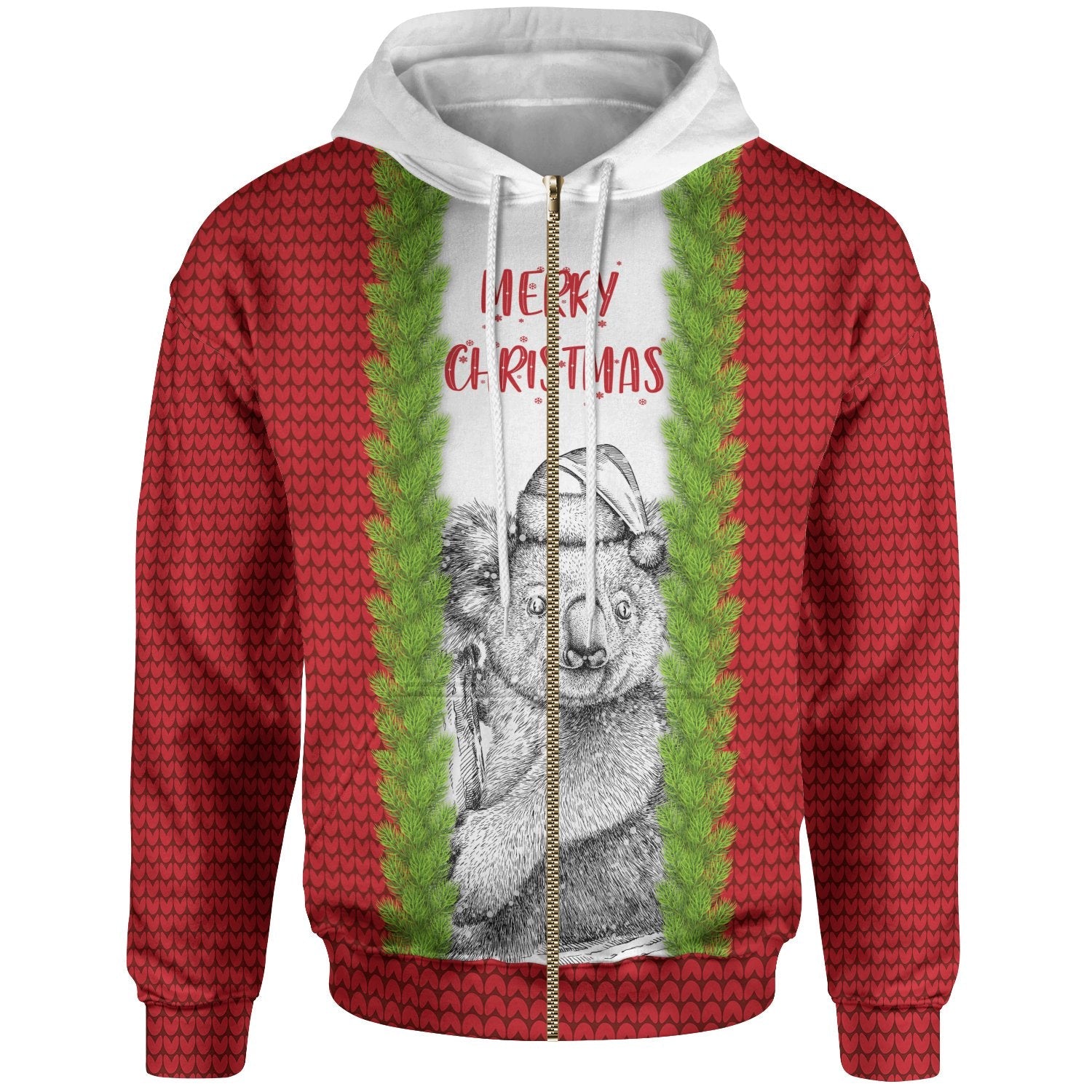 christmas-zip-up-hoodie-merry-christmas-koala