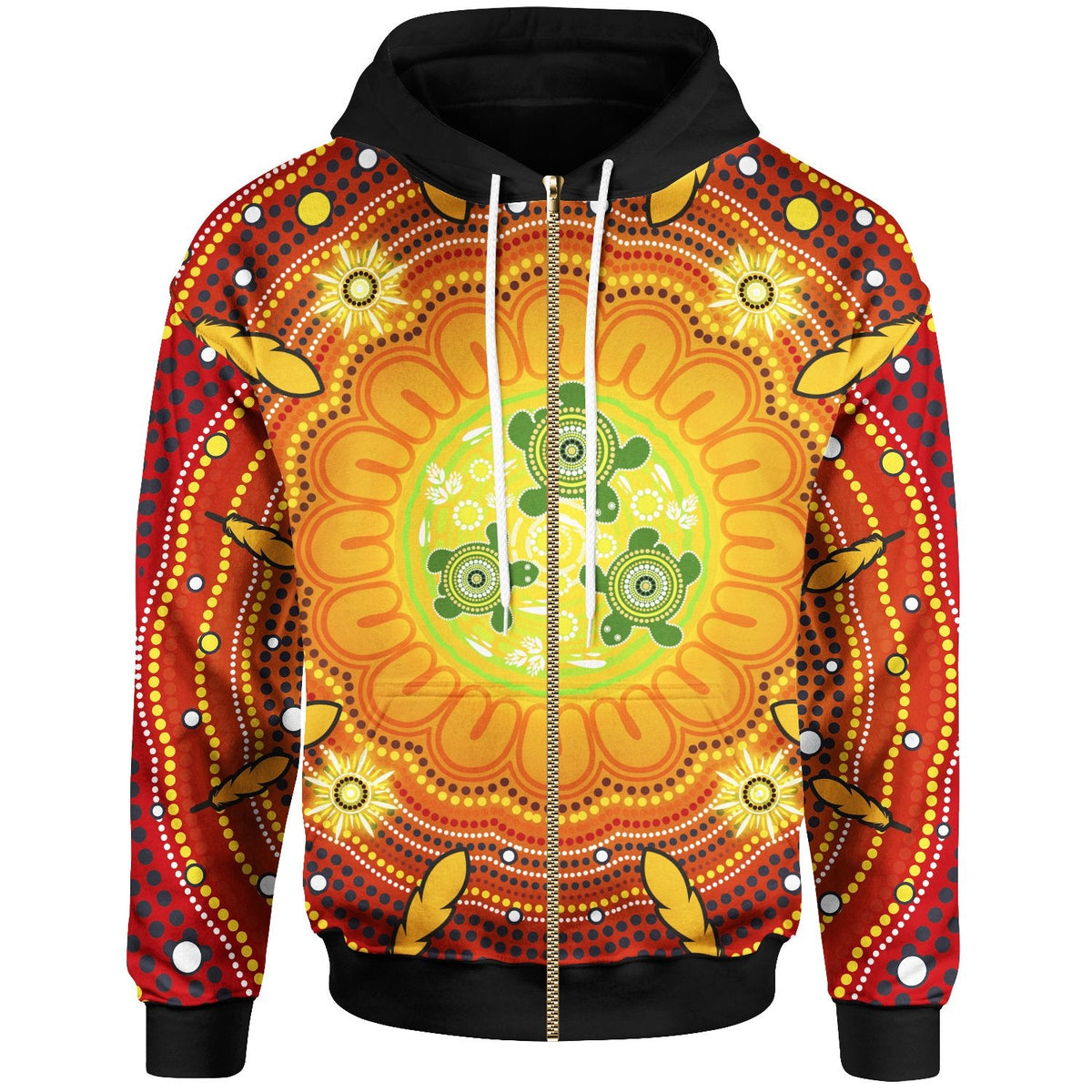 aboriginal-kid-zip-up-hoodie-turtle-circle-dot-painting-art