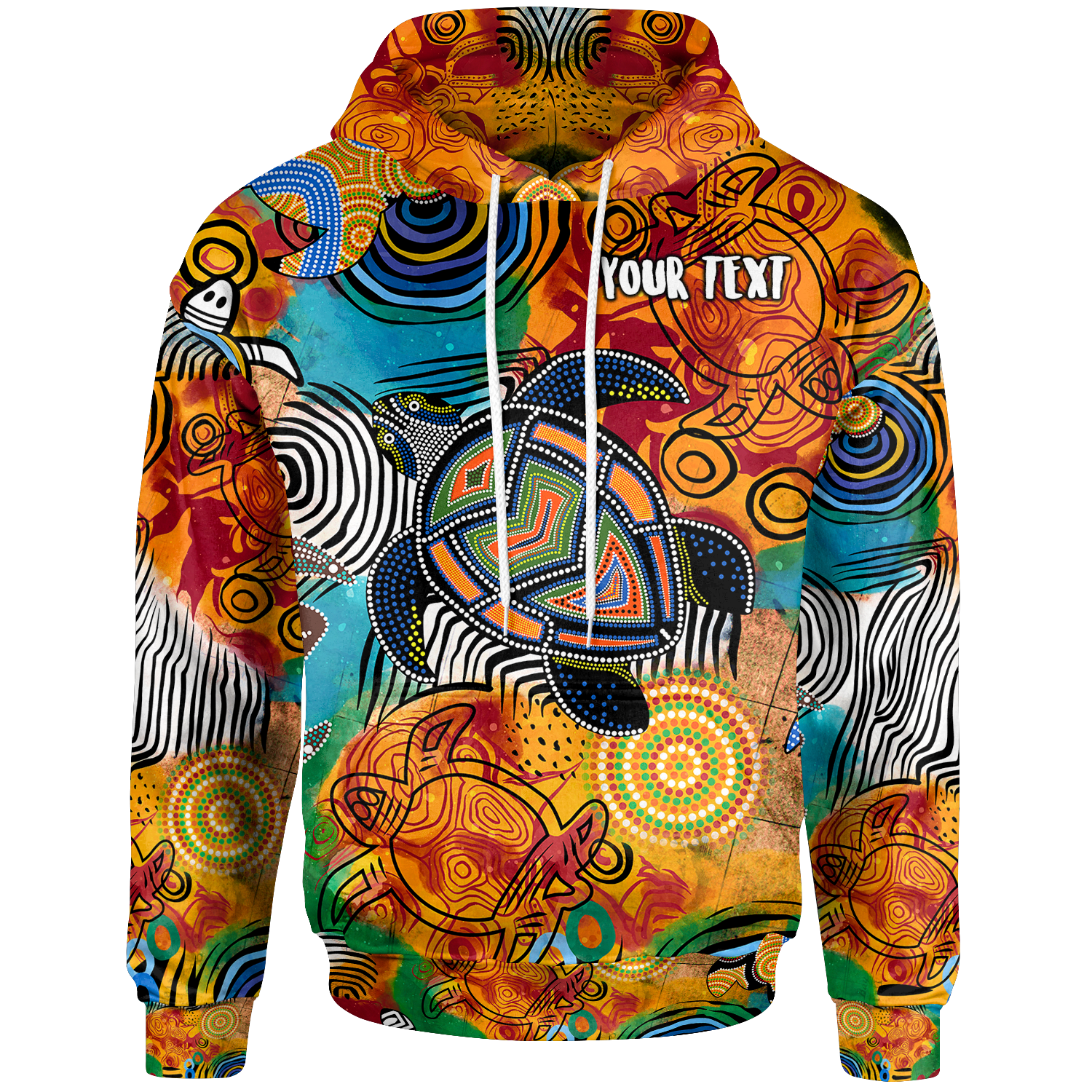 aboriginal-personalised-hoodie-turtle-indigenous-art