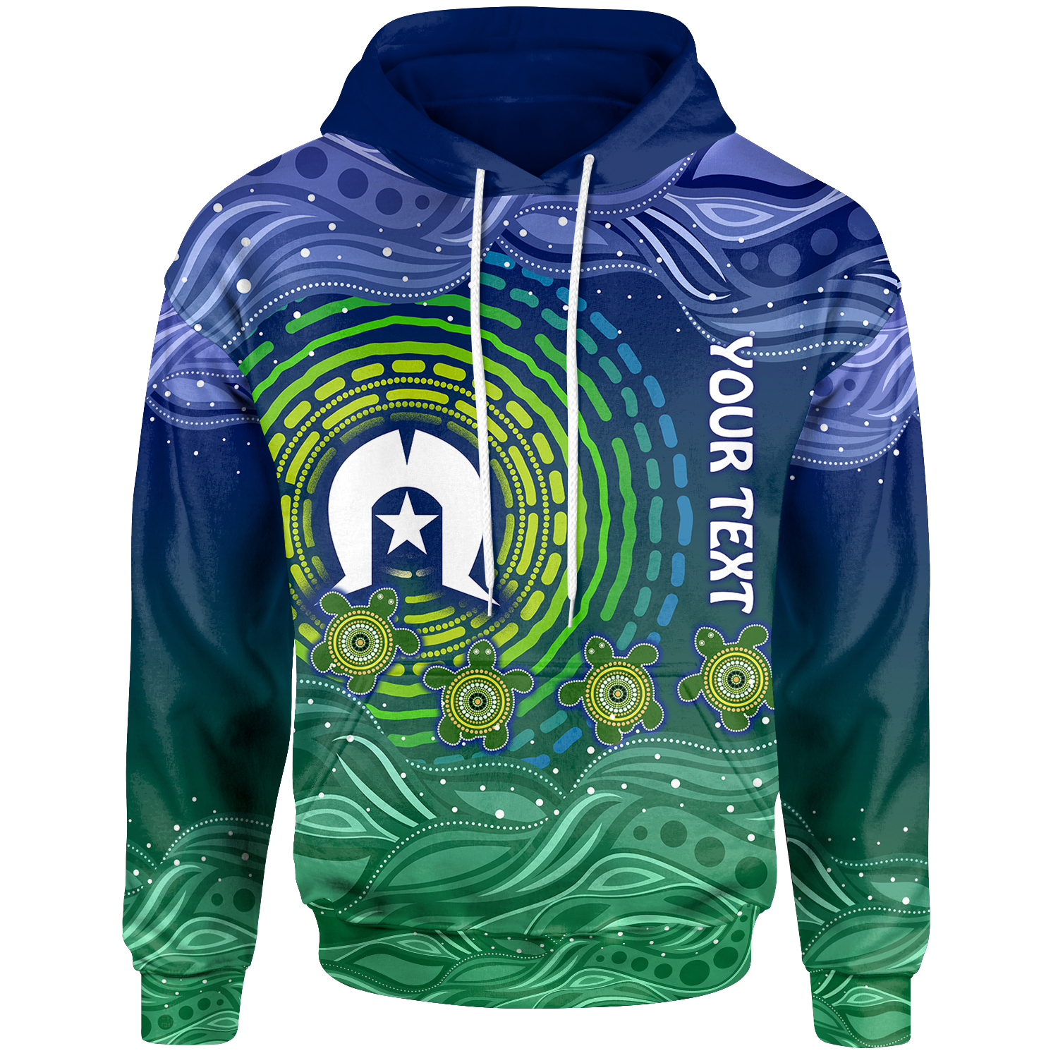 [Custom Text] Torres Strait Islanders Hoodie - Aboriginal Turtle