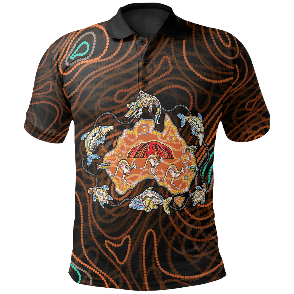 polo-shirt-australia-map-aboriginal-dot-painting-shirt-unisex