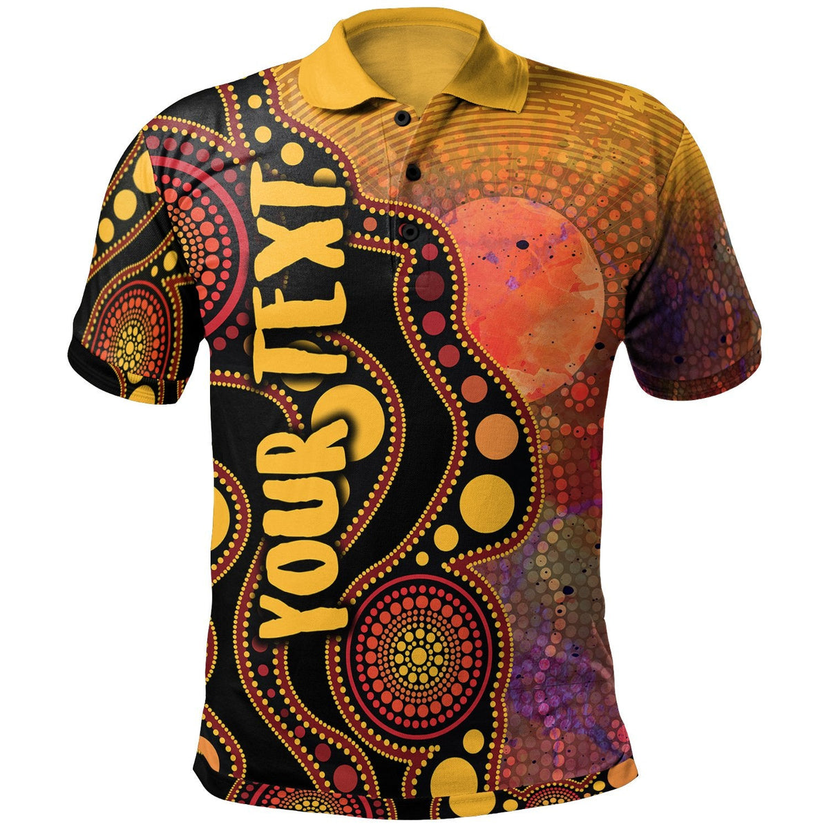 custom-text-kid-aboriginal-polo-australia-indigenous-flag-circle-dot-painting-art-golden