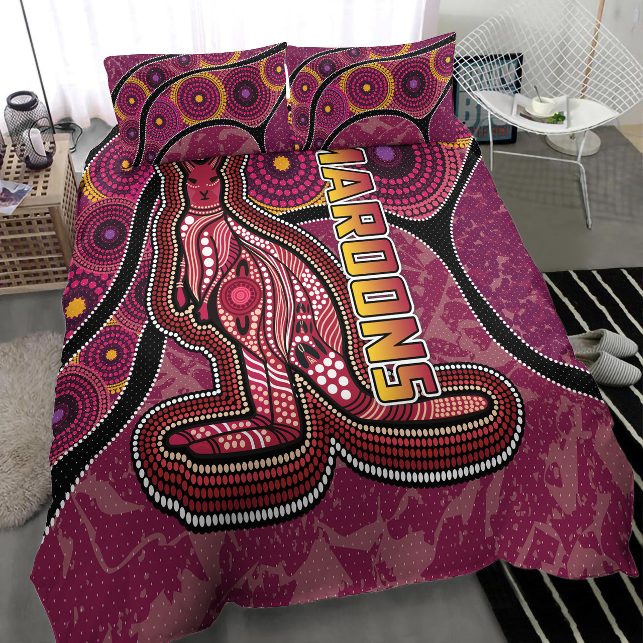 maroons-rugby-bedding-set-custom-maroons-kangaroo-bedding-set