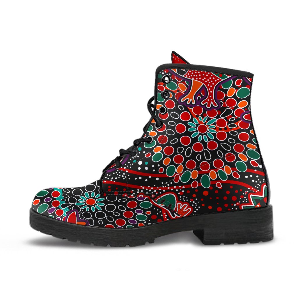 leather-boots-aboriginal-animal-dot-acrylic-paint