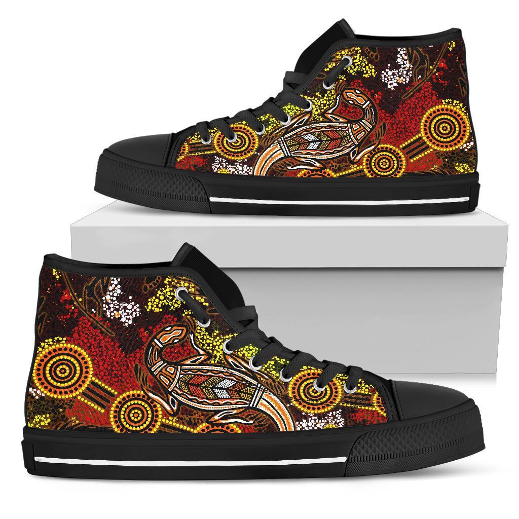 aboriginal-high-top-shoe-kangaroo-and-lizard-dot-painting-art-bn18