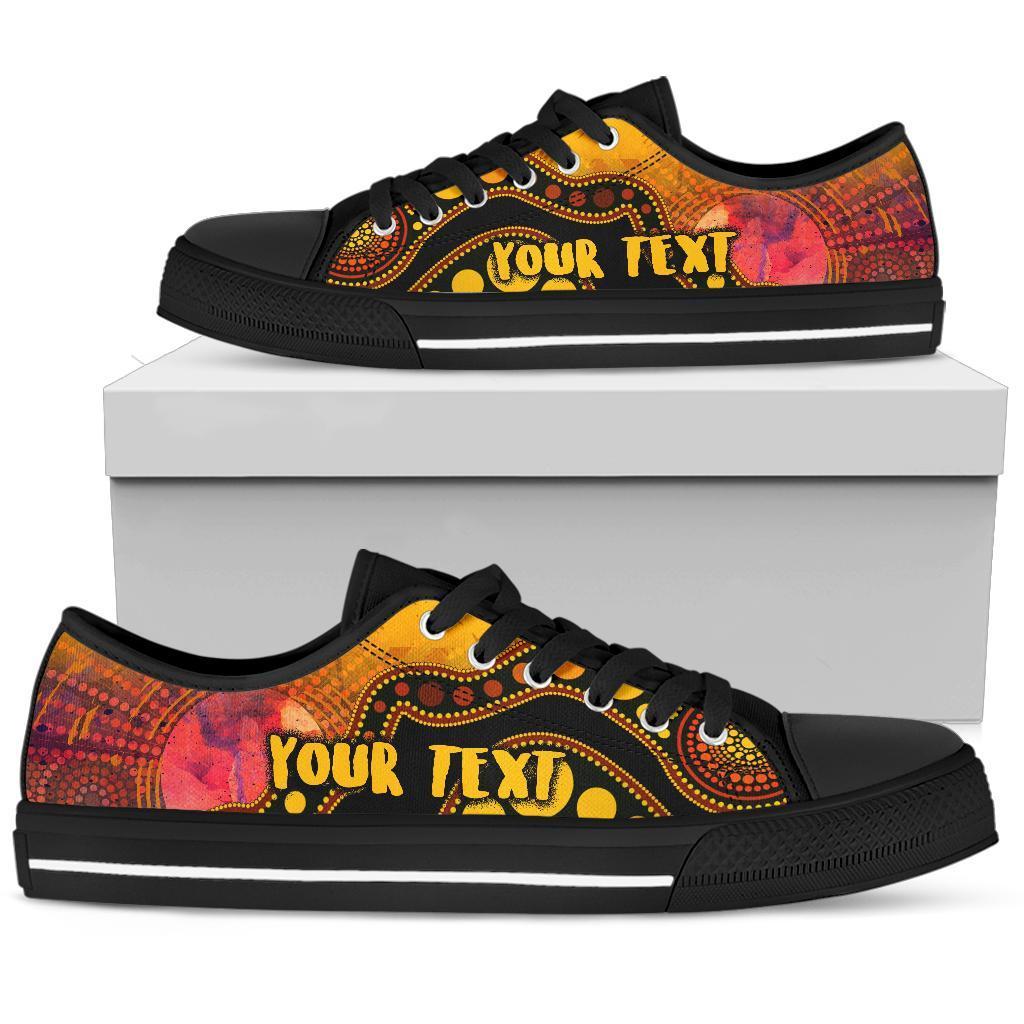 custom-text-aboriginal-low-top-shoes-australia-indigenous-flag-circle-dot-painting-art-golden