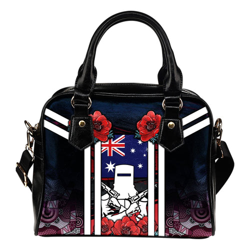Shoulder Handbag - Anzac Day Bags - Poppy Flowerss Dot Painting (Ver2) - Vibe Hoodie