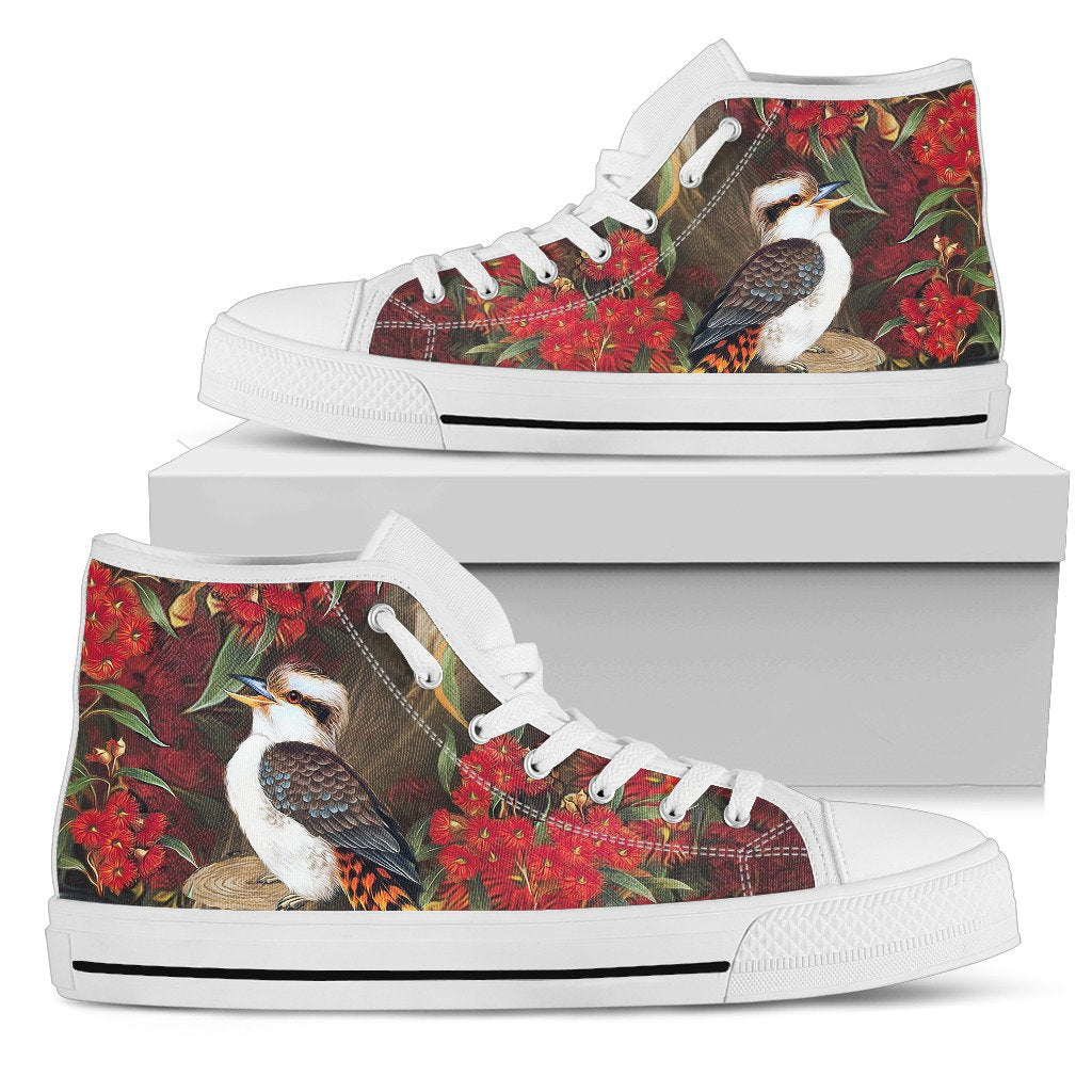 canvas-shoes-kookaburra-shoes-waratah-flowers-painting-high-top