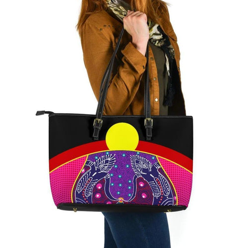vibe-hoodie-leather-tote-bags-aboriginal-sublimation-dot-pattern-style-violet-rlt20