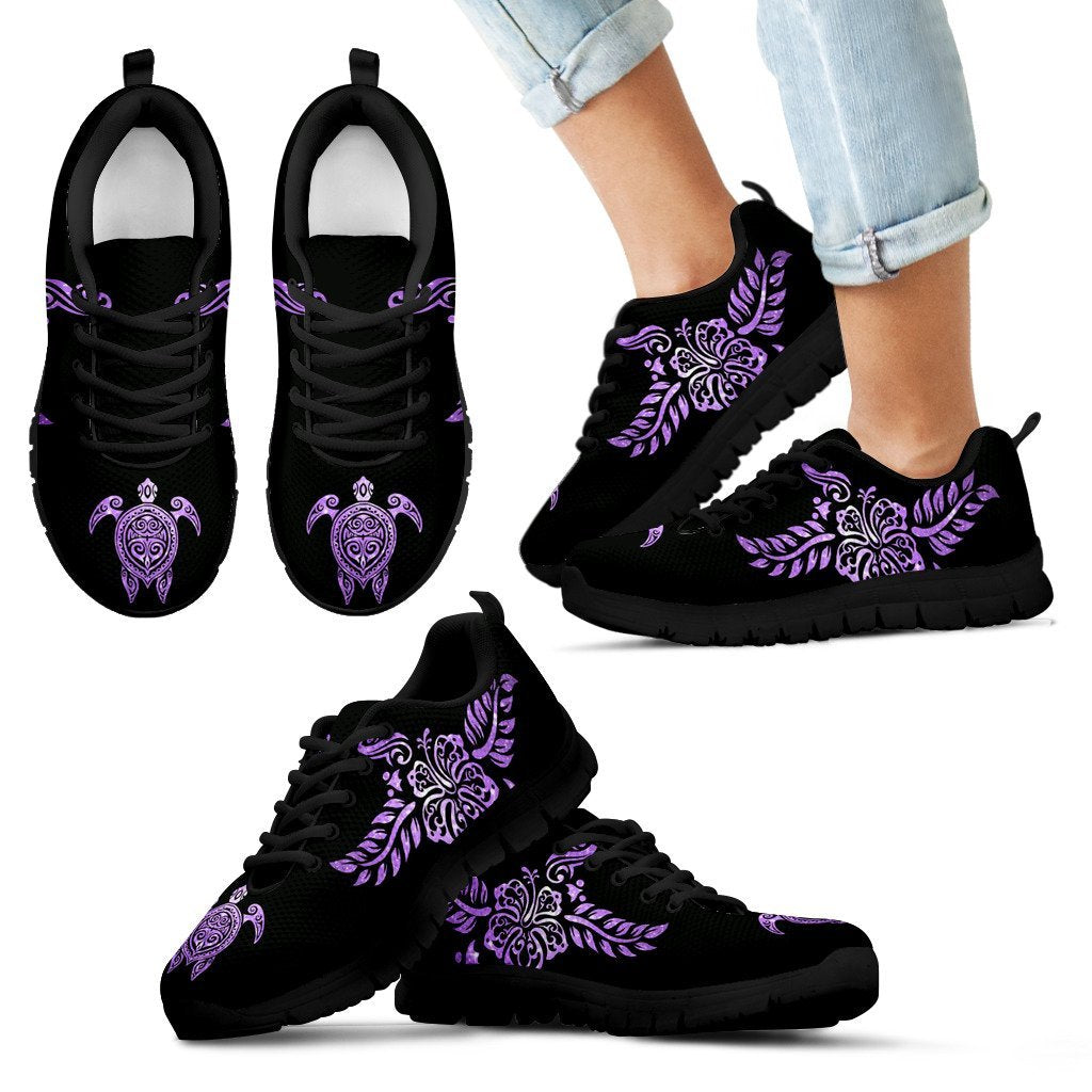 deep-purple-sea-turtle-and-hibiscus-womens-mens-kids-sneakers-shoes