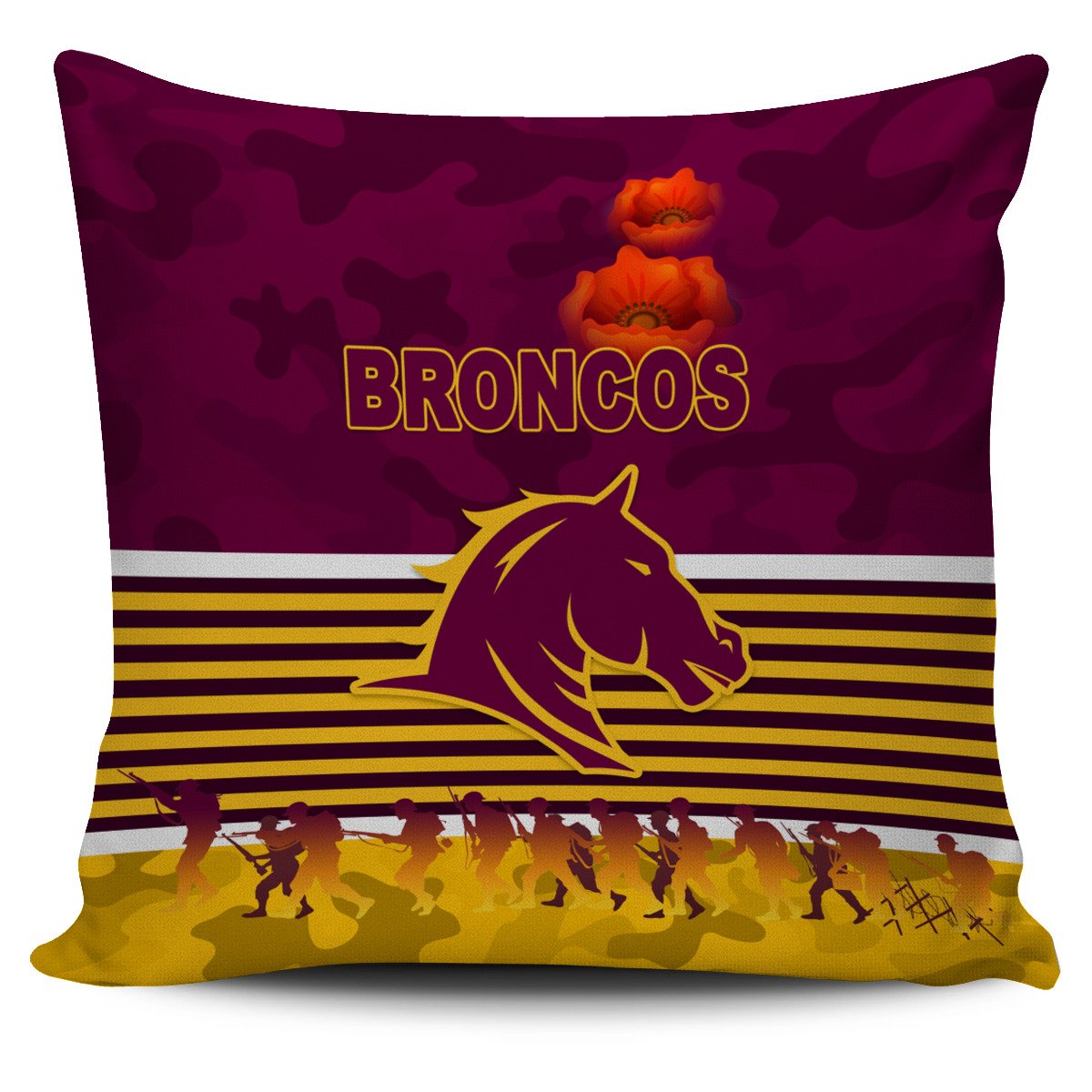 brisbane-broncos-pillow-cover-anzac-day-simple-style-maroon