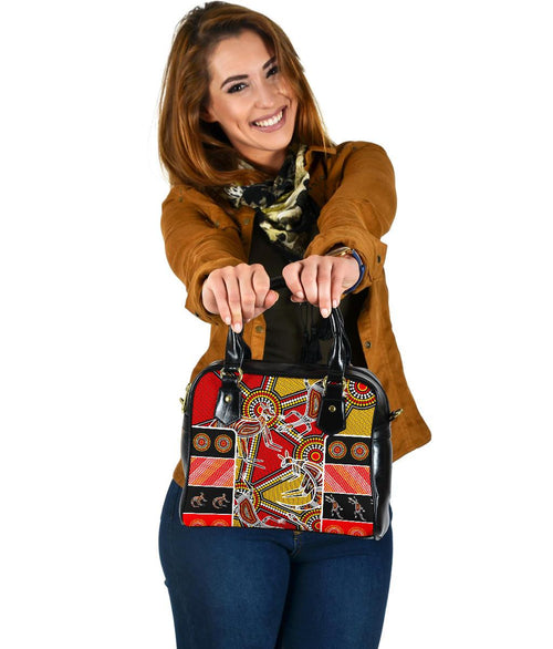 Aboriginal Shoulder Handbag, Kangaroo Dot Painting Patterns - Vibe Hoodie