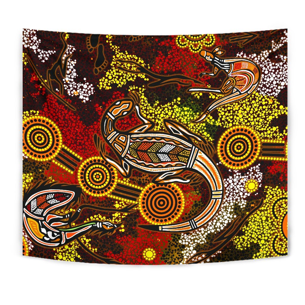 aboriginal-tapestry-kangaroo-and-lizard-dot-painting-art